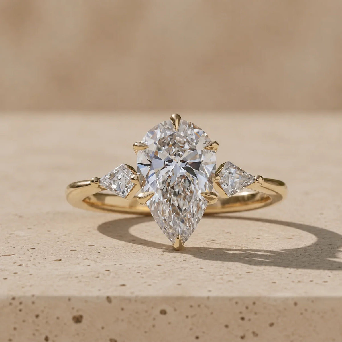1.5 CT Pear Cut Lab-Grown Diamond Three-Stone Engagement Ring
