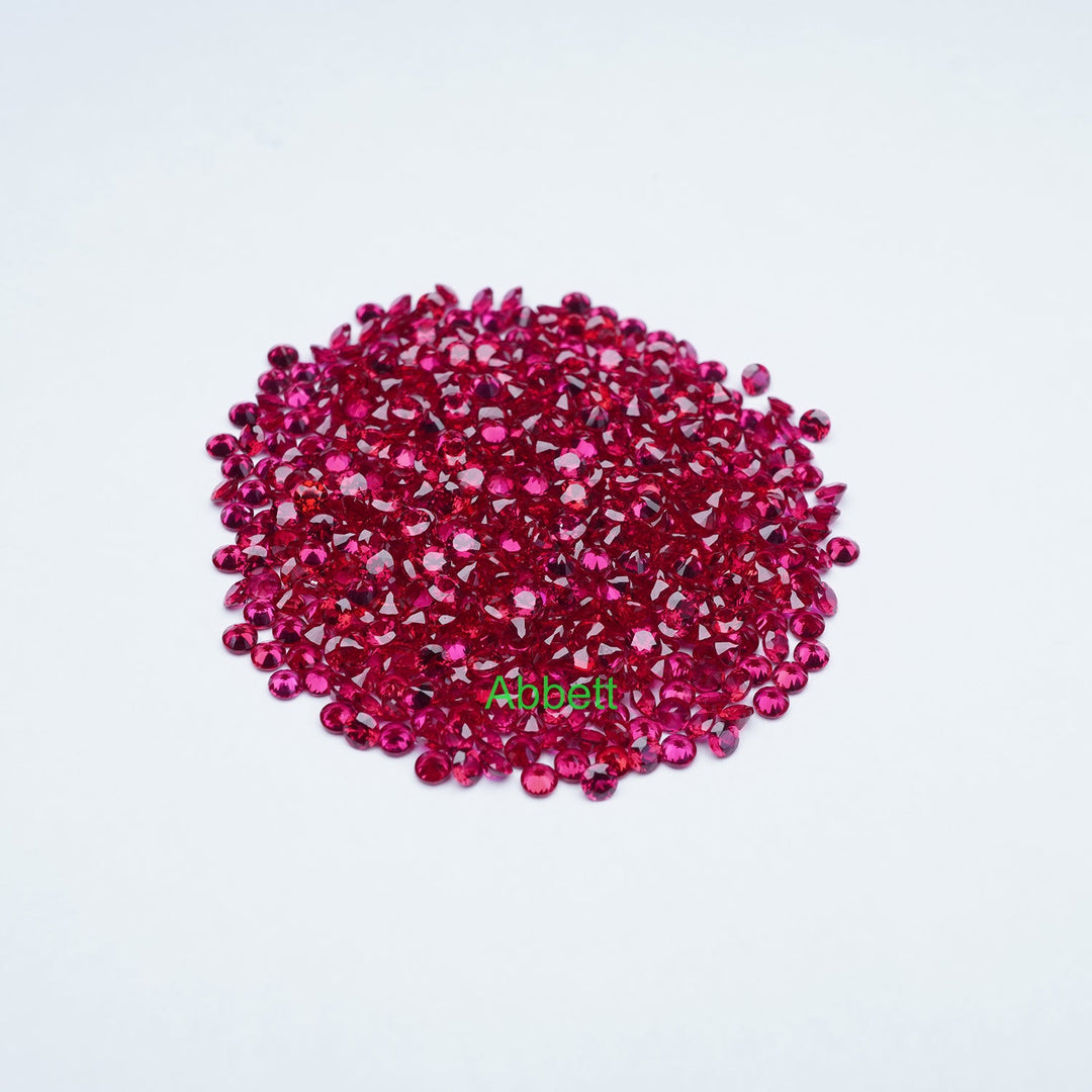 Round melee lab grown ruby