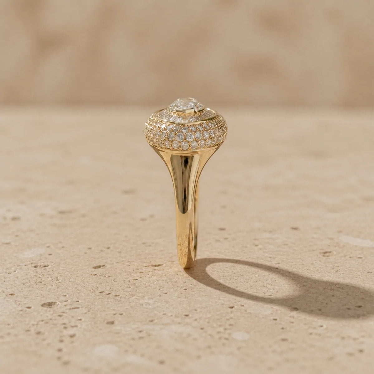 1 CT Marquise Cut Lab-Grown Diamond Art Deco Baguette Double-Halo Cocktail Ring