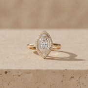 1 CT Marquise Cut Lab-Grown Diamond Art Deco Double-Halo Cocktail Ring