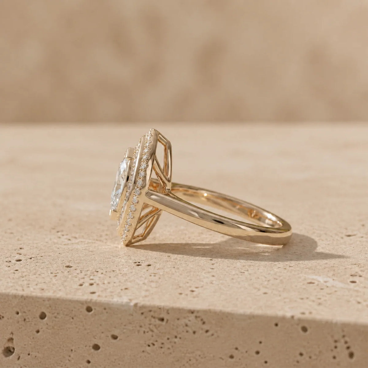 1 CT Marquise Cut Lab-Grown Diamond Art Deco Double-Halo Cocktail Ring