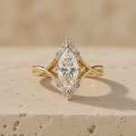 1 CT Marquise Cut Lab-Grown Diamond Split-Shank Cluster Engagement Ring