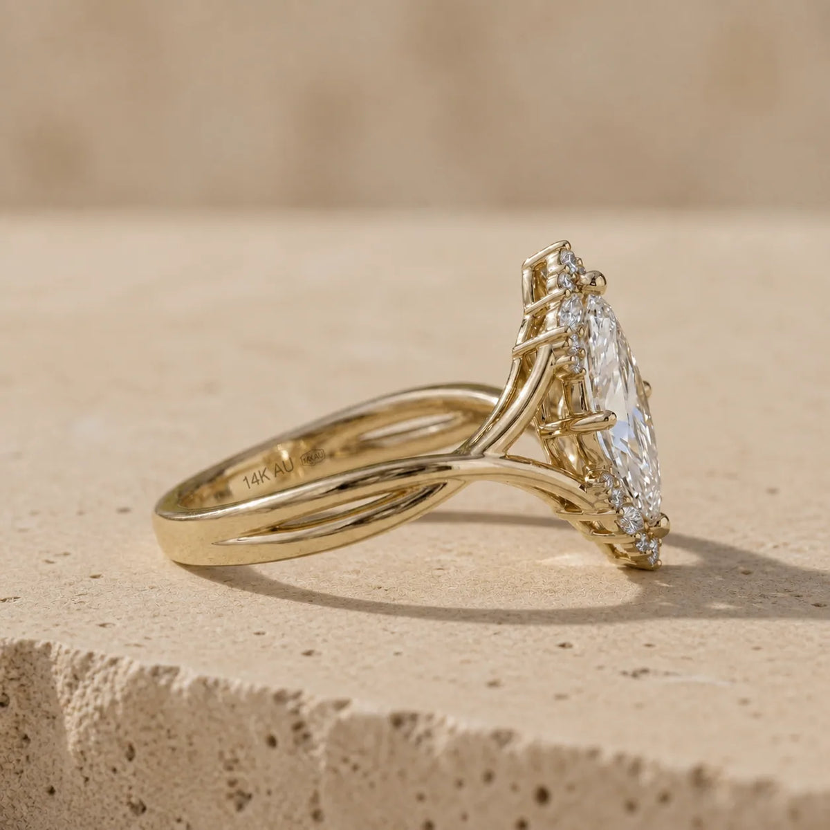 1 CT Marquise Cut Lab-Grown Diamond Split-Shank Cluster Engagement Ring