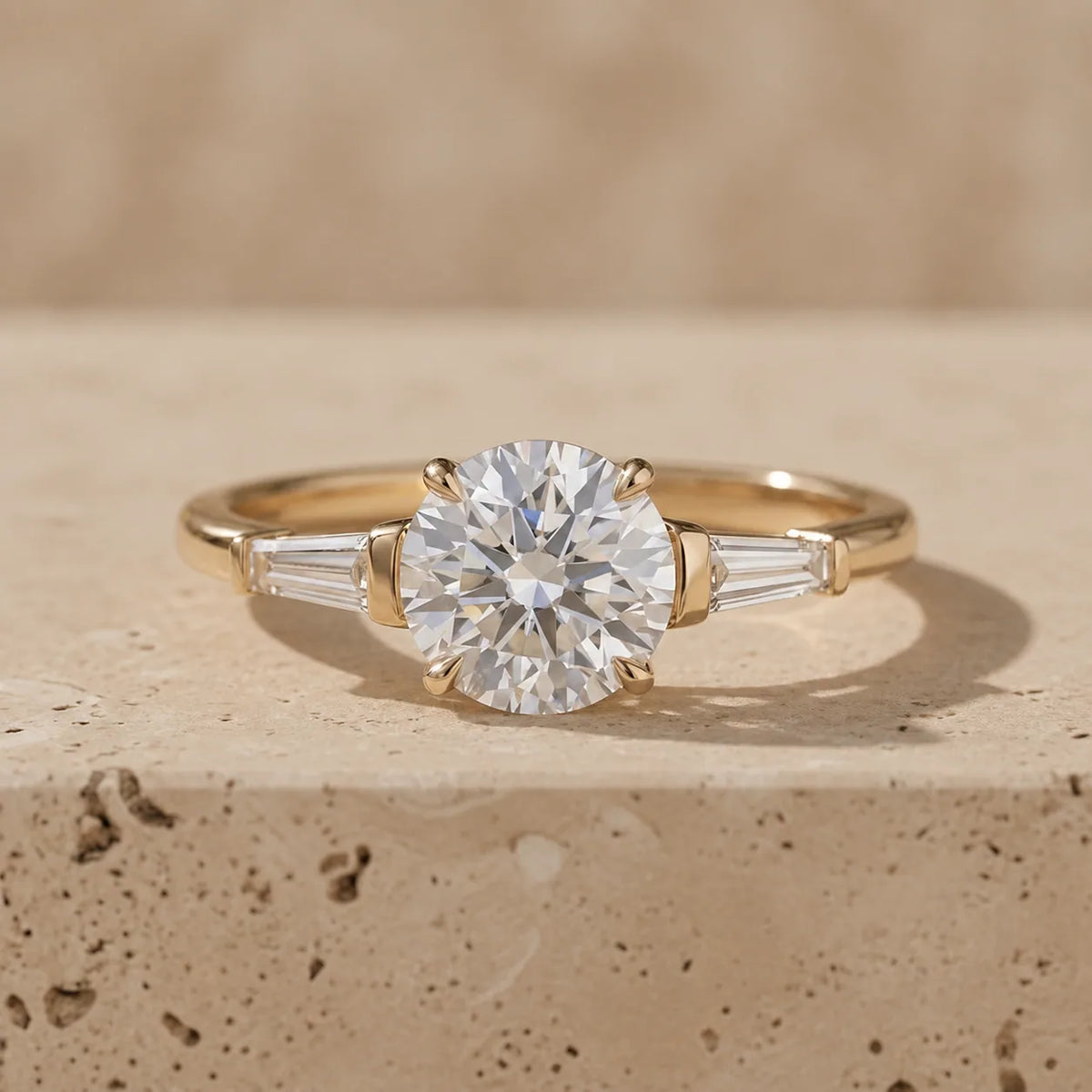 1 CT Round Cut Lab-Grown Diamond Three-Stone Engagement Ring