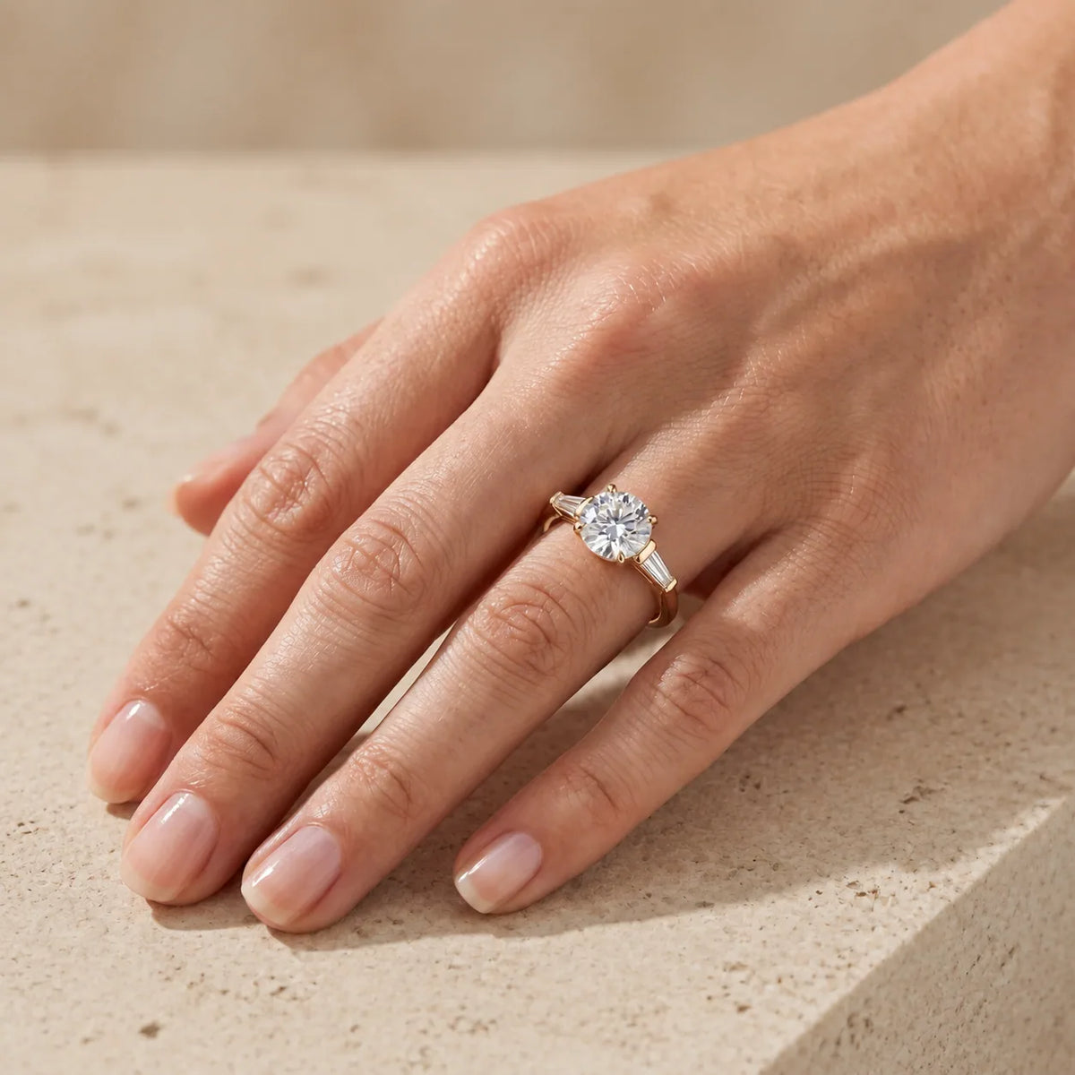 1 CT Round Cut Lab-Grown Diamond Three-Stone Engagement Ring