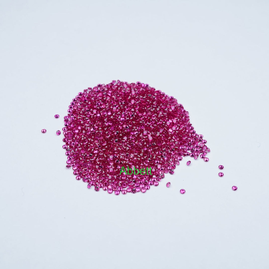 Round melee lab grown ruby