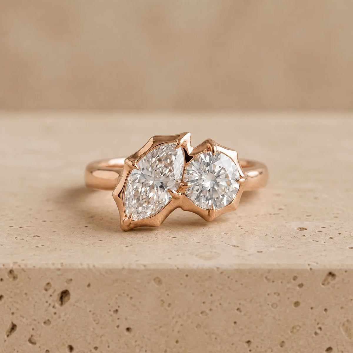 2.2 CT Marquise & Round Lab-Grown Diamond Toi et Moi Ring
