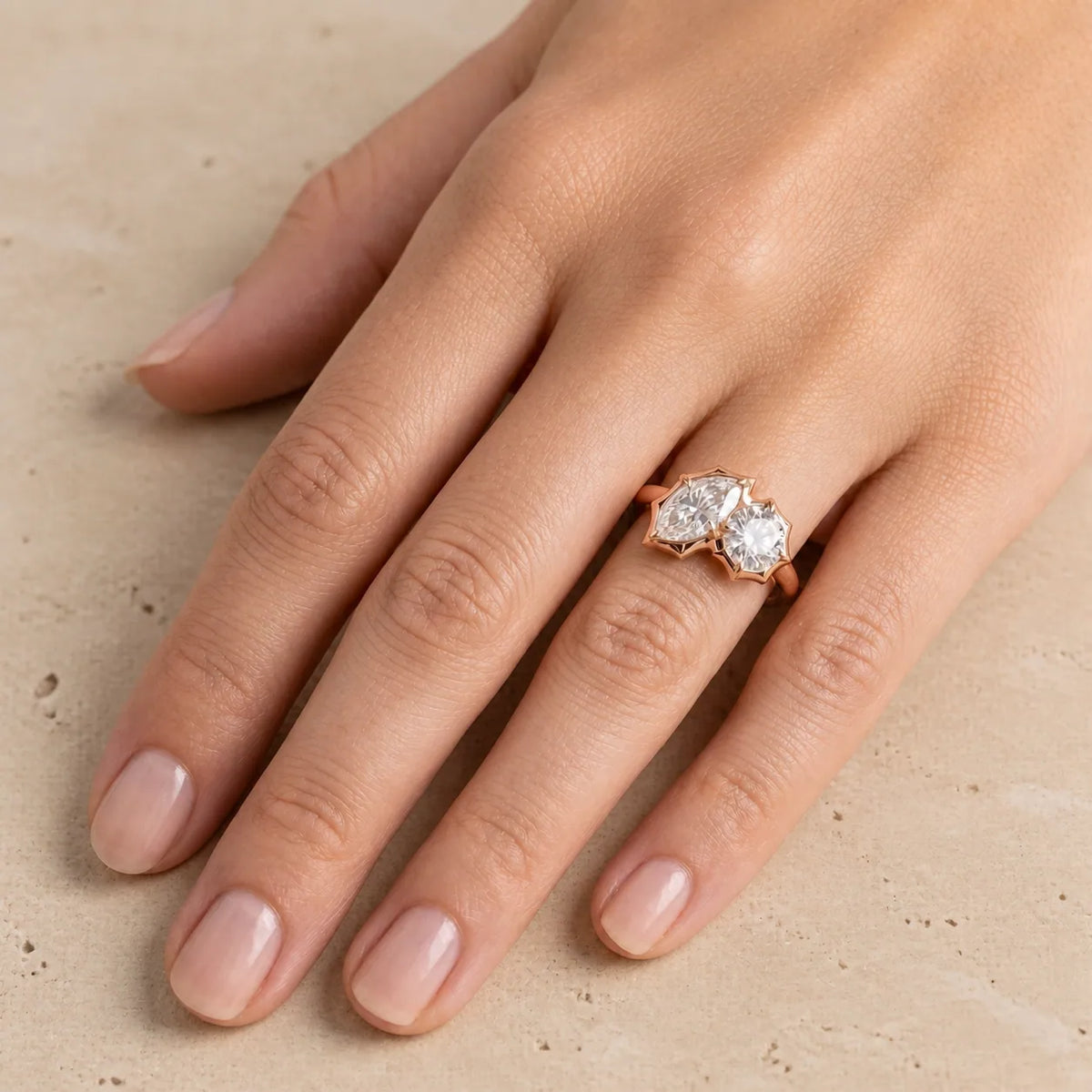 2.2 CT Marquise & Round Lab-Grown Diamond Toi et Moi Ring