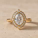 2.3 CT Oval Lab-Grown Diamond Vintage-Inspired Halo Engagement Ring