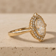 2.3 CT Oval Lab-Grown Diamond Vintage-Inspired Halo Engagement Ring