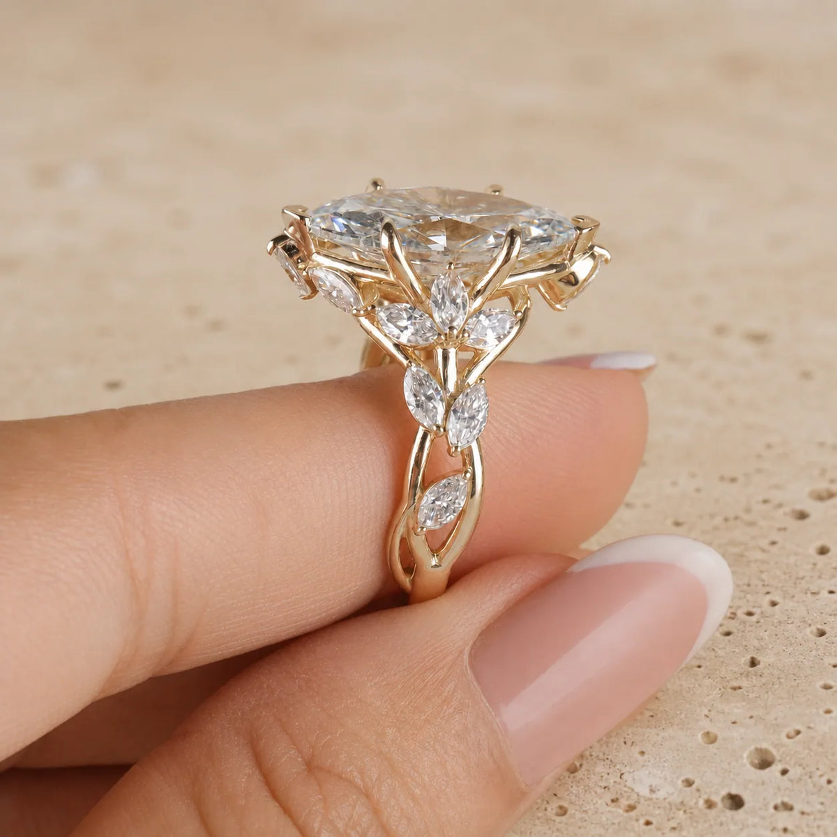 2.4 CT Marquise Lab-Grown Diamond Art Deco Cluster Leaf & Vine Engagement Ring