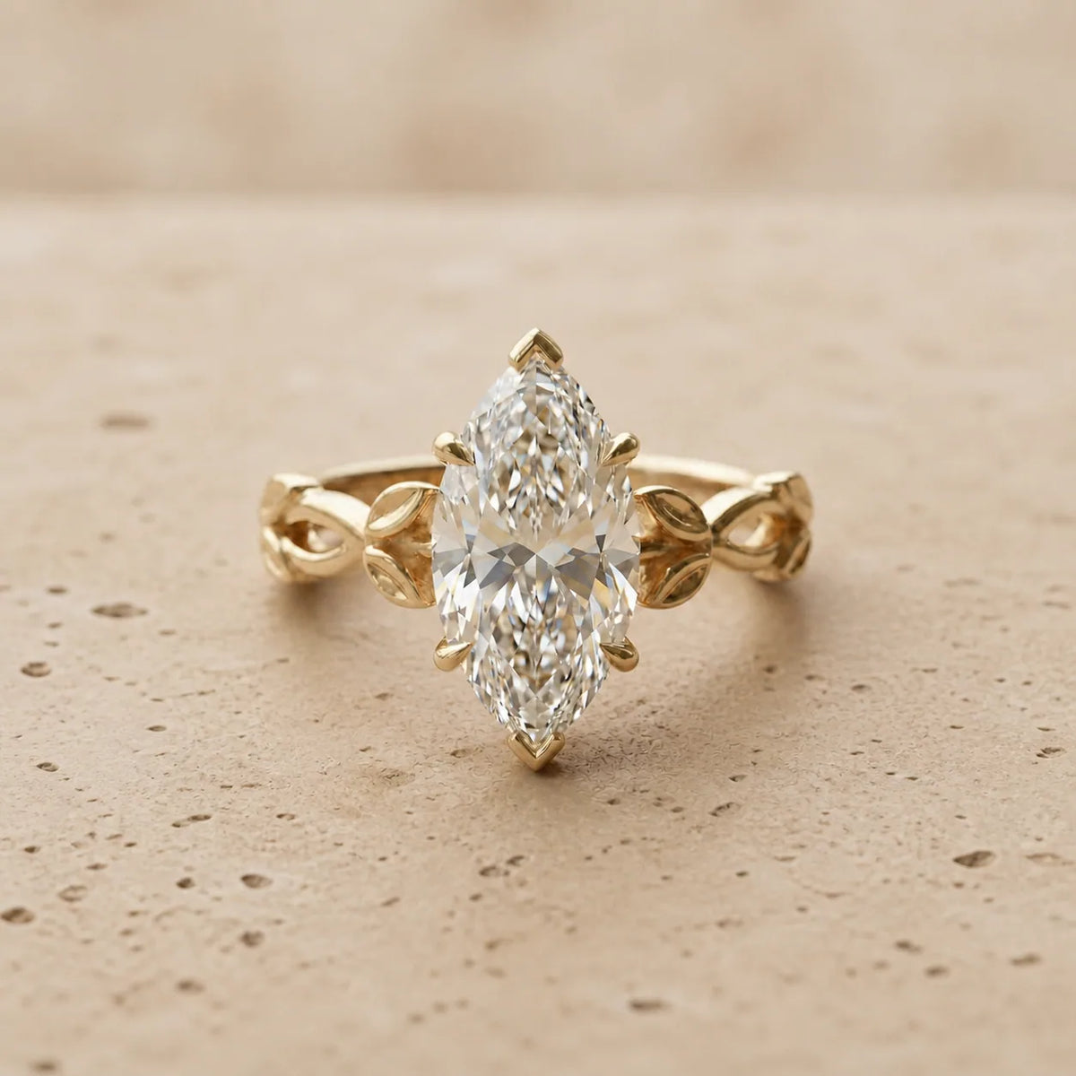 2.4 CT Marquise Lab-Grown Diamond Art Deco Nature-Inspired Engagement Ring