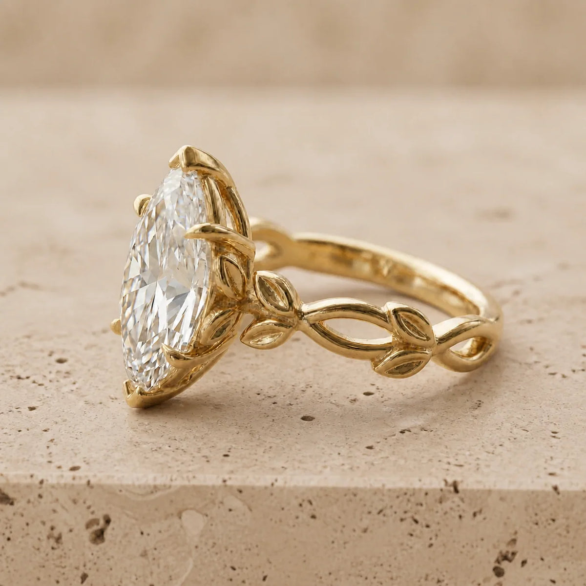 2.4 CT Marquise Lab-Grown Diamond Art Deco Nature-Inspired Engagement Ring