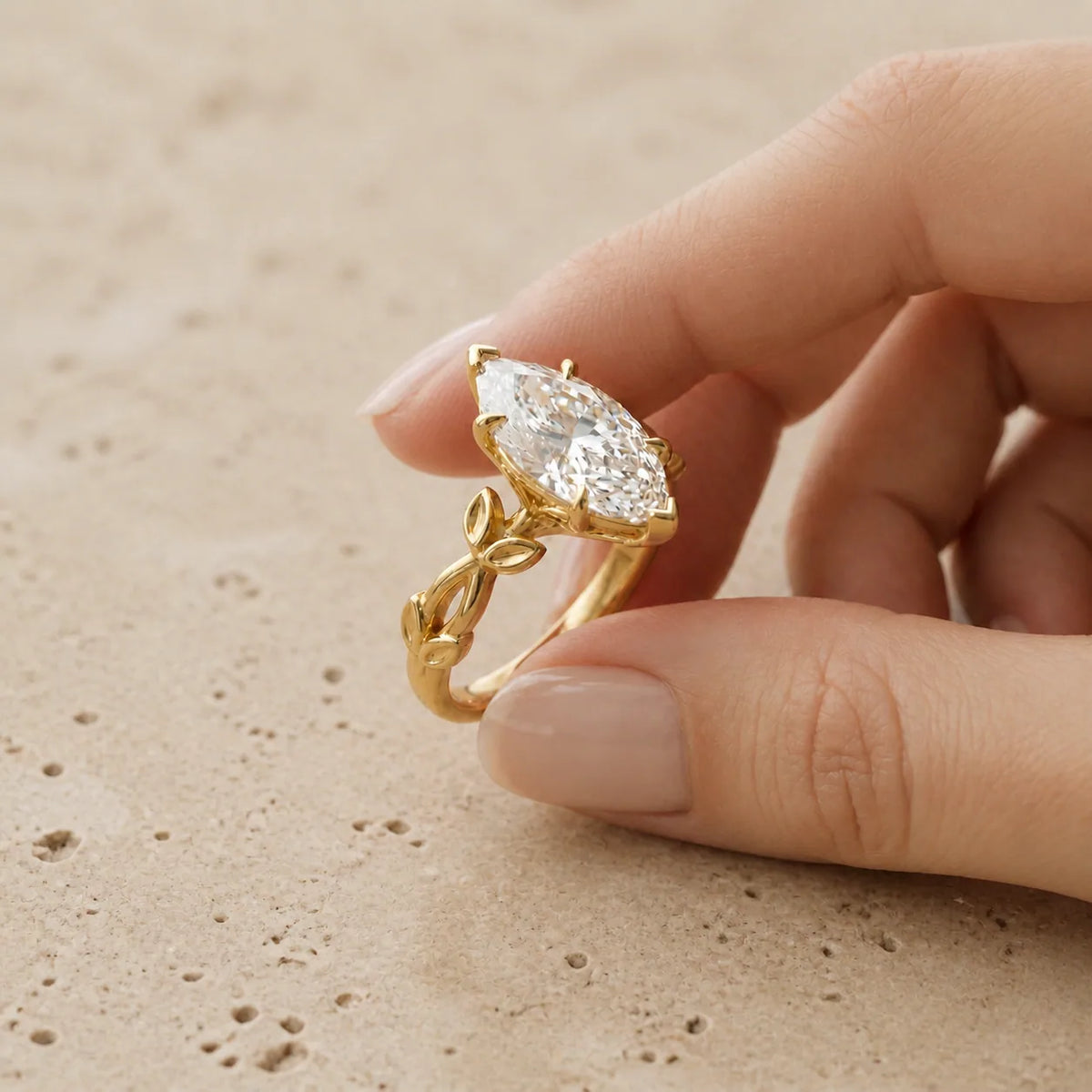 2.4 CT Marquise Lab-Grown Diamond Art Deco Nature-Inspired Engagement Ring