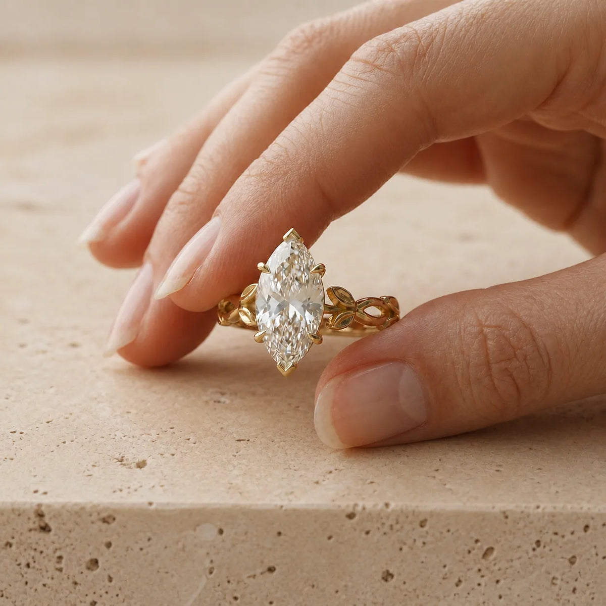 2.4 CT Marquise Lab-Grown Diamond Art Deco Nature-Inspired Engagement Ring