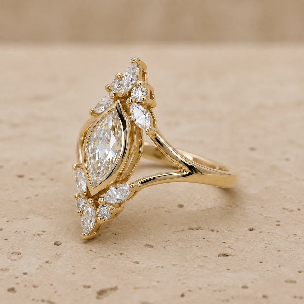2.4 CT Marquise Lab-Grown Diamond Bezel-Set Engagement Ring