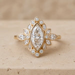 2.4 CT Marquise Lab-Grown Diamond Halo Bezel-Set Engagement Ring