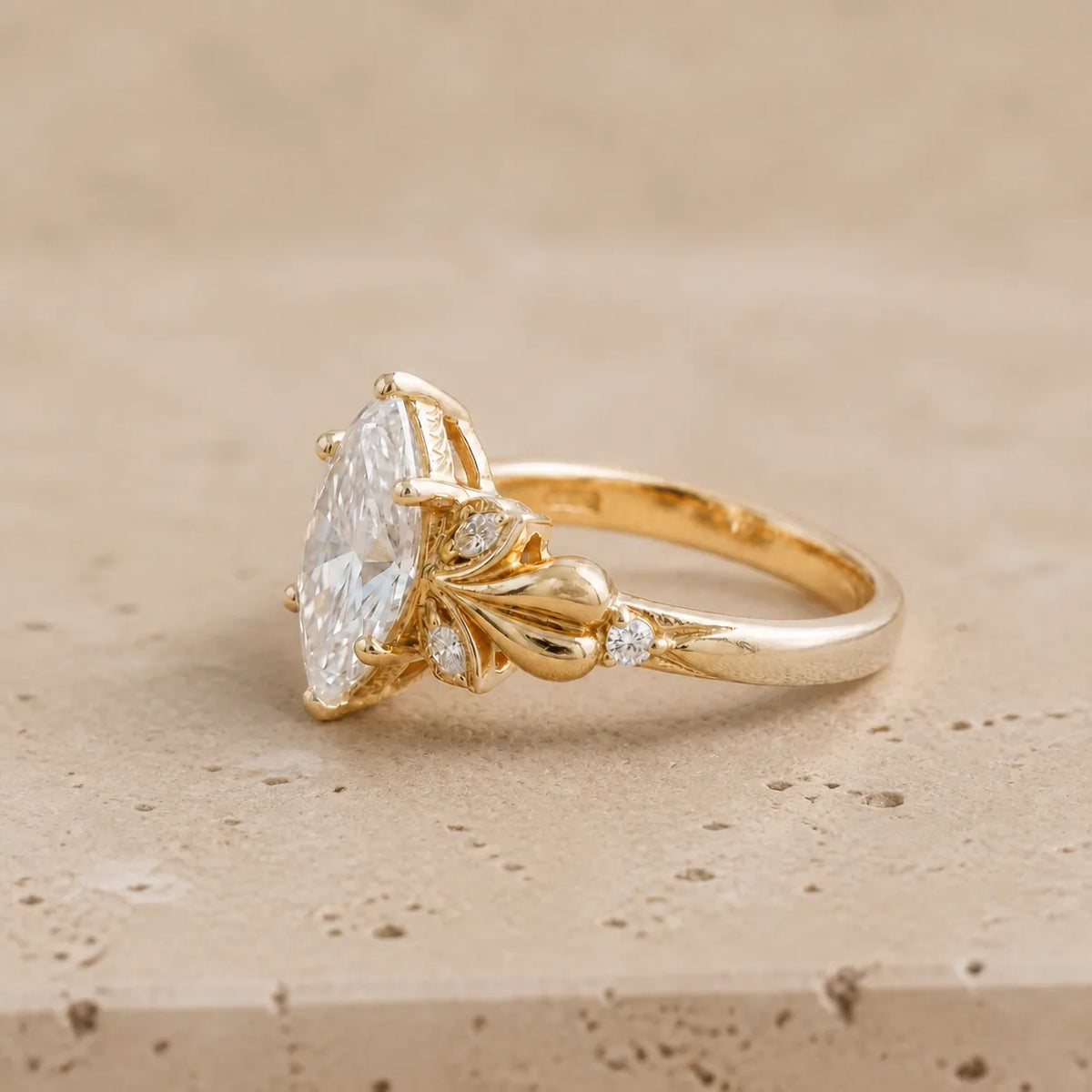 2.4 CT Marquise Lab-Grown Diamond Nature-Inspired Engagement Ring