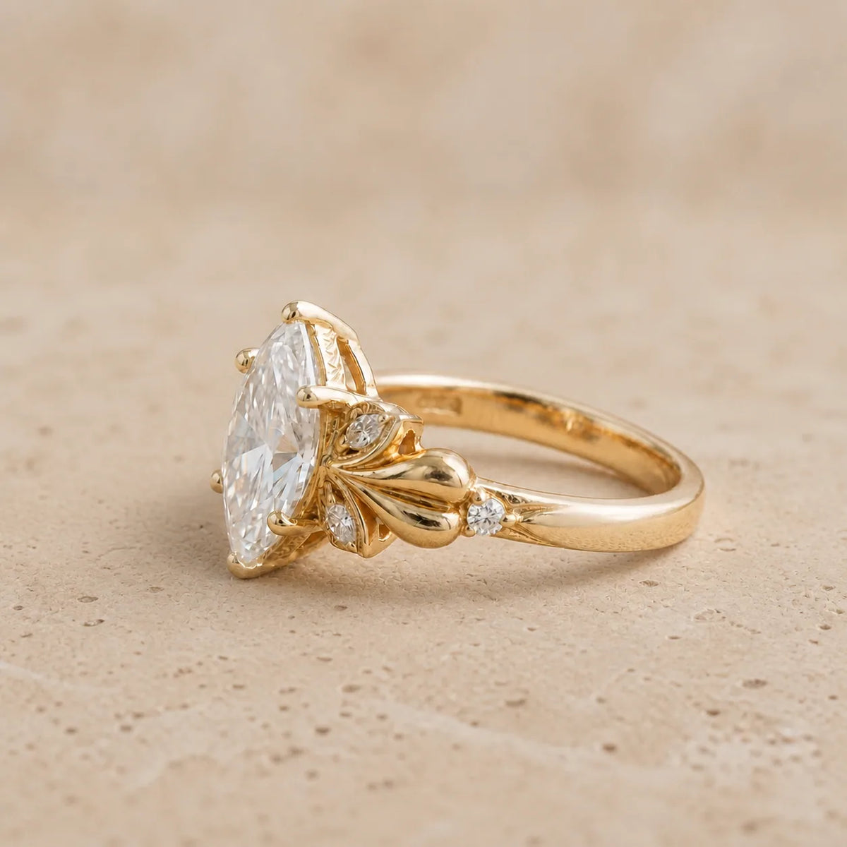 2.4 CT Marquise Lab-Grown Diamond Nature-Inspired Engagement Ring