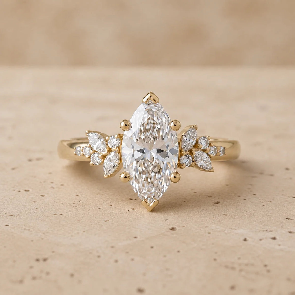 2.4 CT Marquise Lab-Grown Diamond Nature-Inspired Leaf & Vine Engagement Ring