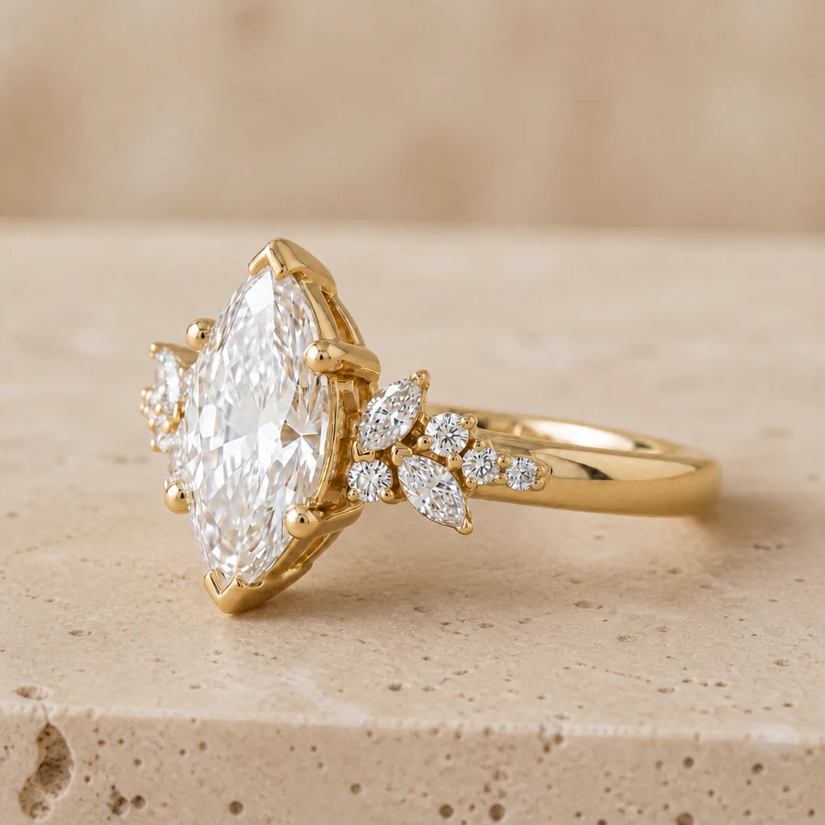 2.4 CT Marquise Lab-Grown Diamond Nature-Inspired Leaf & Vine Engagement Ring