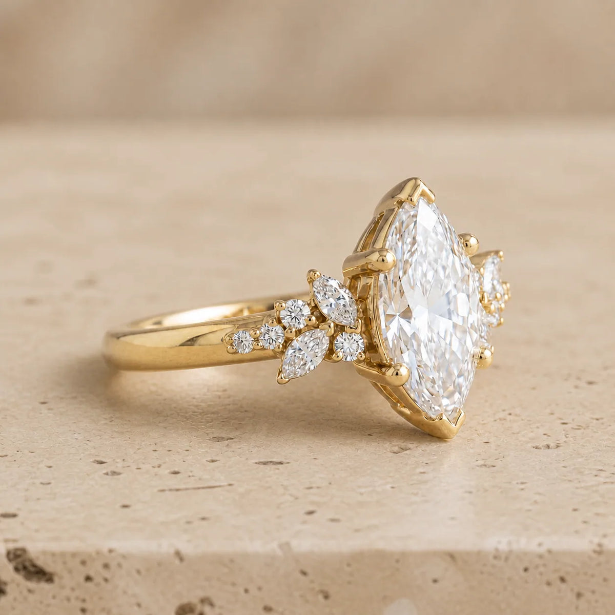 2.4 CT Marquise Lab-Grown Diamond Nature-Inspired Leaf & Vine Engagement Ring