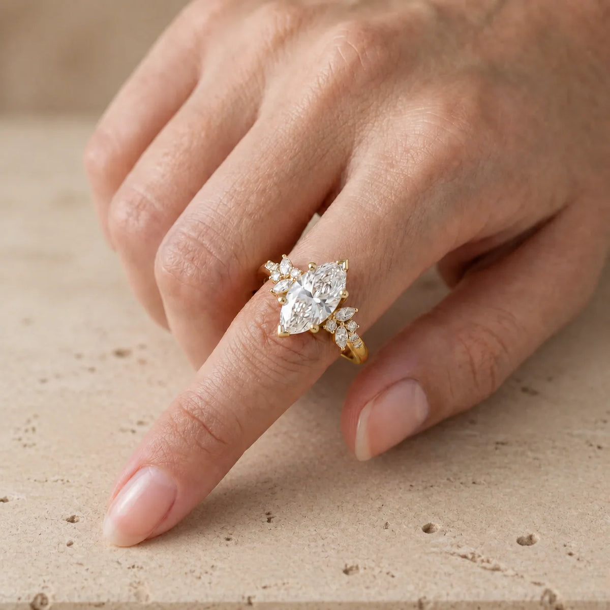 2.4 CT Marquise Lab-Grown Diamond Nature-Inspired Leaf & Vine Engagement Ring