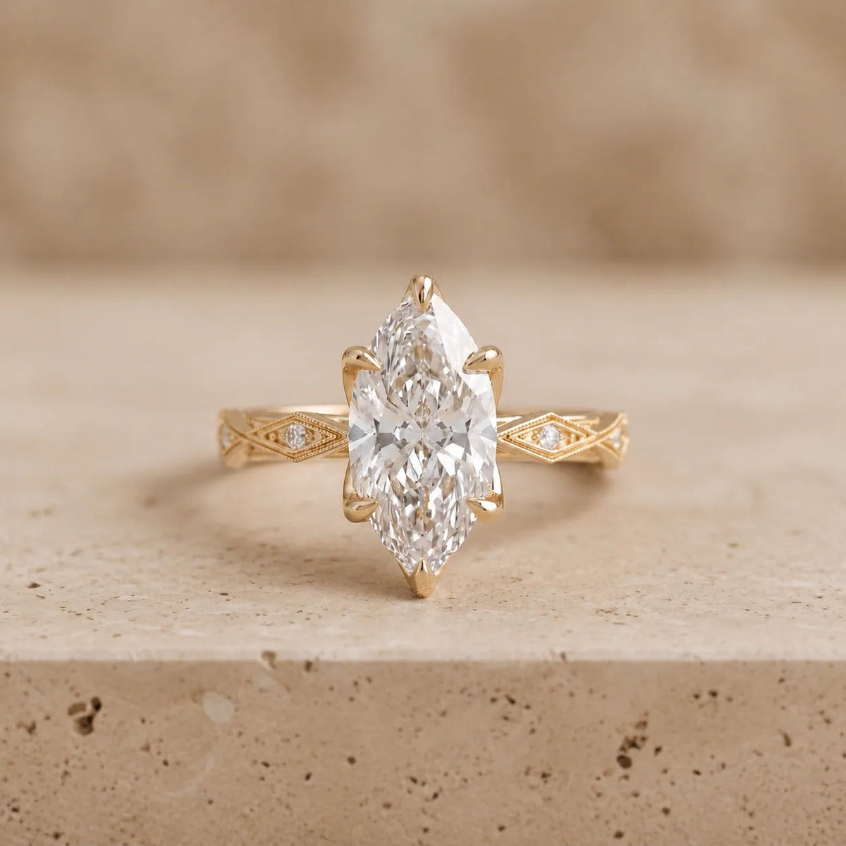 2.4 CT Marquise Lab-Grown Diamond Victorian-Inspired Engagement Ring
