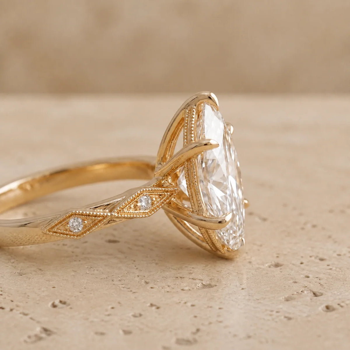 2.4 CT Marquise Lab-Grown Diamond Victorian-Inspired Engagement Ring