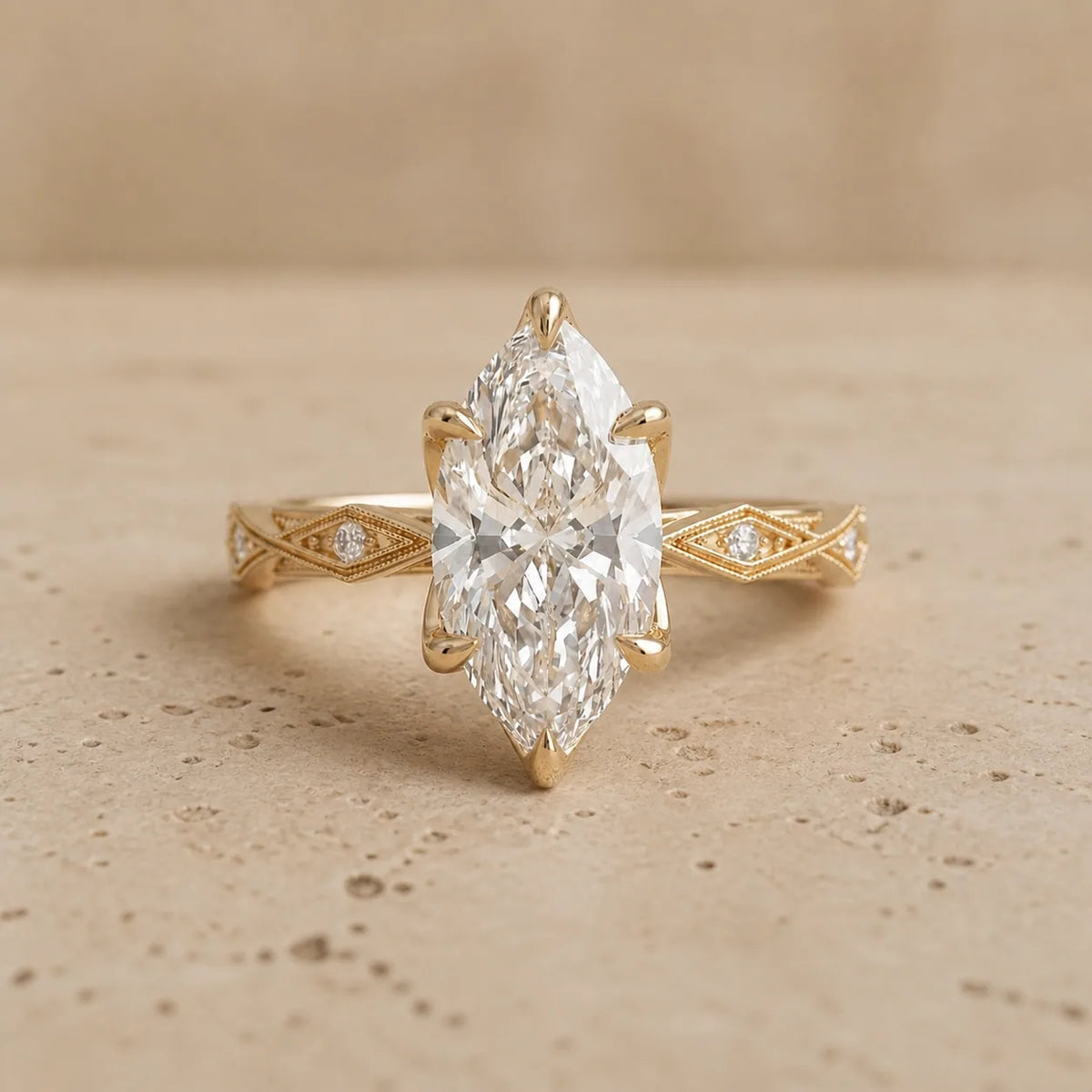 2.4 CT Marquise Lab-Grown Diamond Victorian-Inspired Engagement Ring