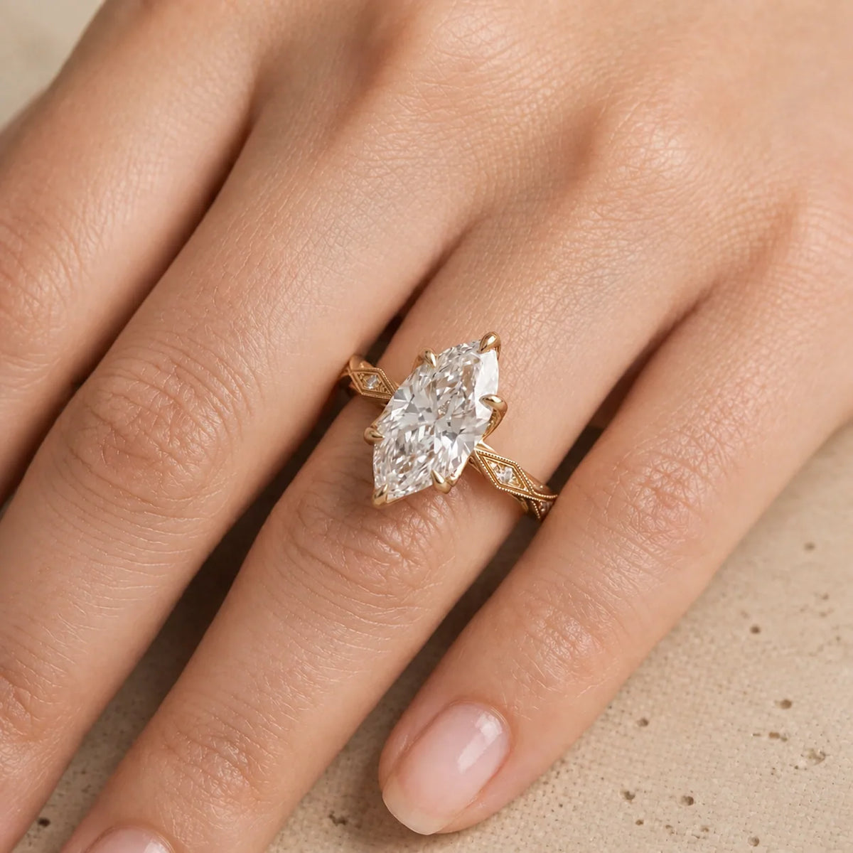 2.4 CT Marquise Lab-Grown Diamond Victorian-Inspired Engagement Ring