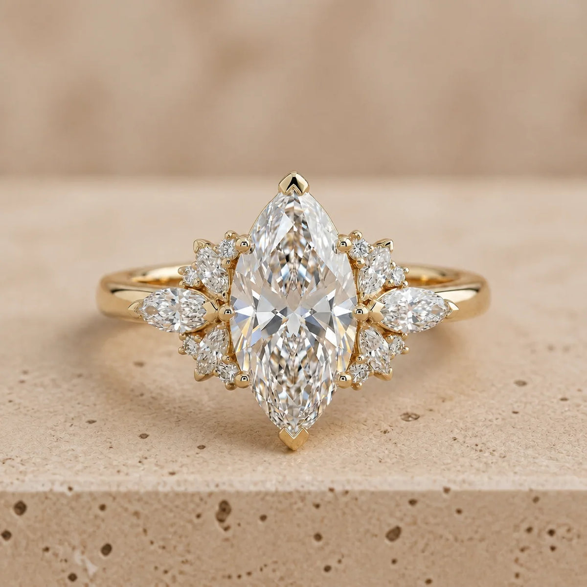 2.4 CT Marquise Lab-Grown Diamond Vintage-Inspired Cluster Engagement Ring