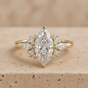 2.4 CT Marquise Lab-Grown Diamond Vintage-Inspired Cluster Engagement Ring