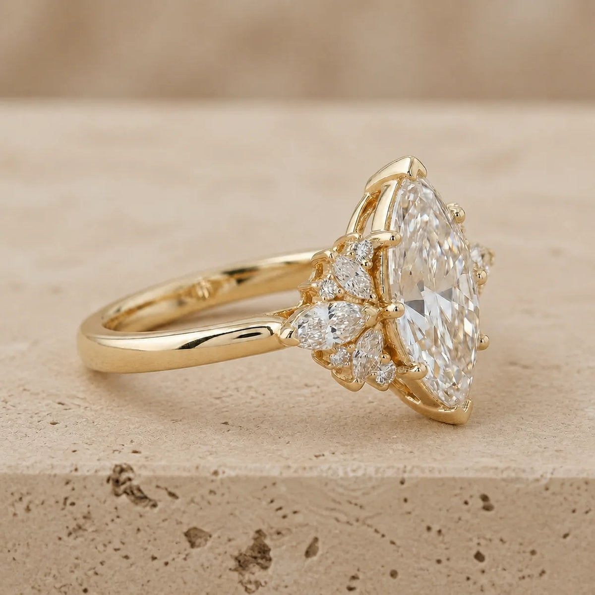 2.4 CT Marquise Lab-Grown Diamond Vintage-Inspired Cluster Engagement Ring