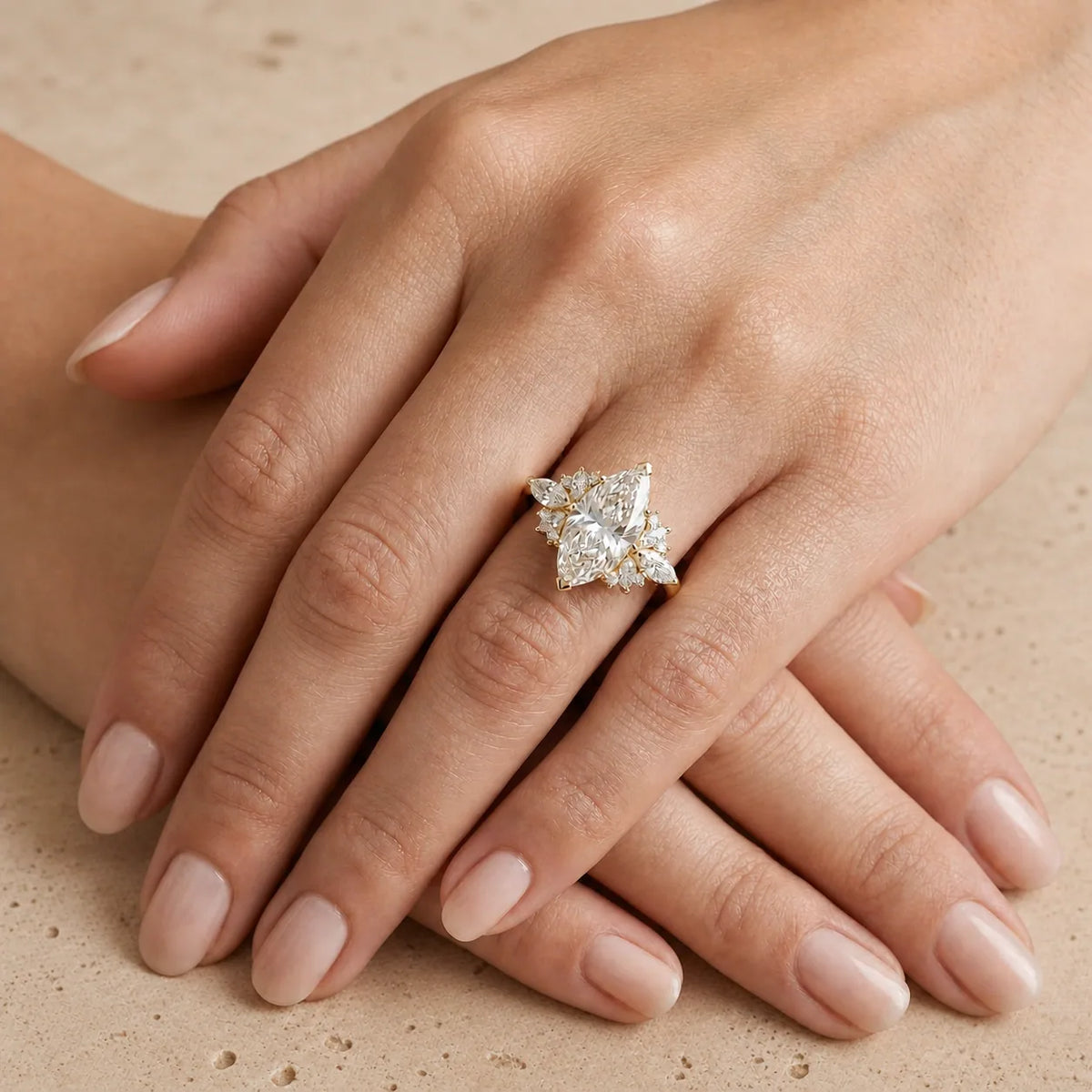 2.4 CT Marquise Lab-Grown Diamond Vintage-Inspired Cluster Engagement Ring