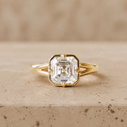 2.5 CT Asscher Lab-Grown Diamond Georgian-Inspired Bezel-Set Split-Shank Engagement Ring