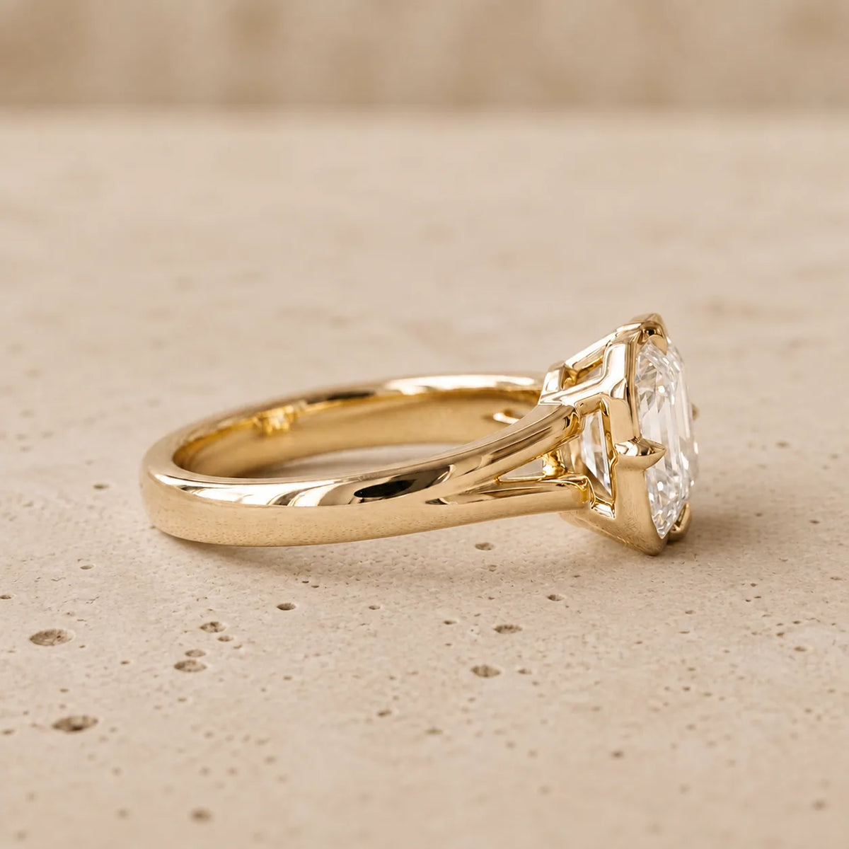 2.5 CT Asscher Lab-Grown Diamond Georgian-Inspired Bezel-Set Split-Shank Engagement Ring
