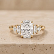 2.5 CT Cushion Lab-Grown Diamond Five-Stone Engagement Ring