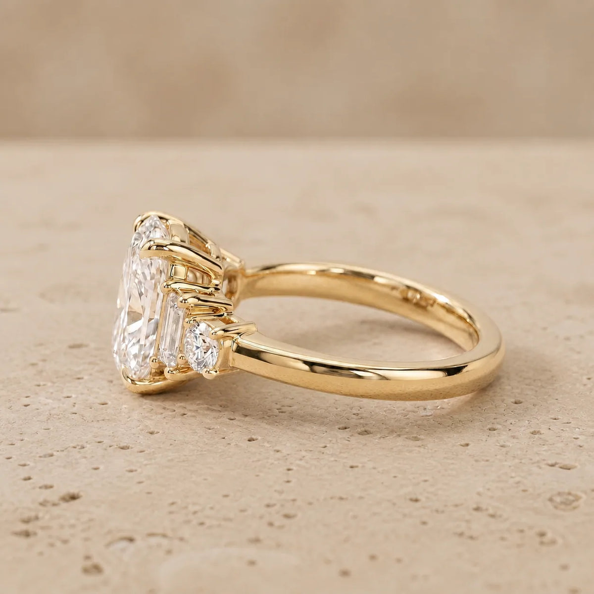 2.5 CT Cushion Lab-Grown Diamond Five-Stone Engagement Ring