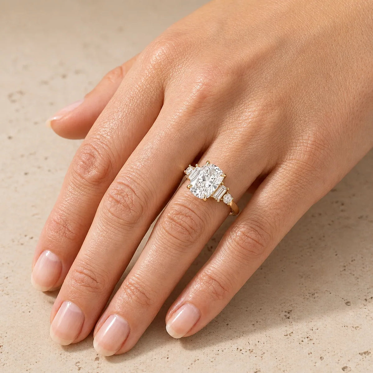 2.5 CT Cushion Lab-Grown Diamond Five-Stone Engagement Ring