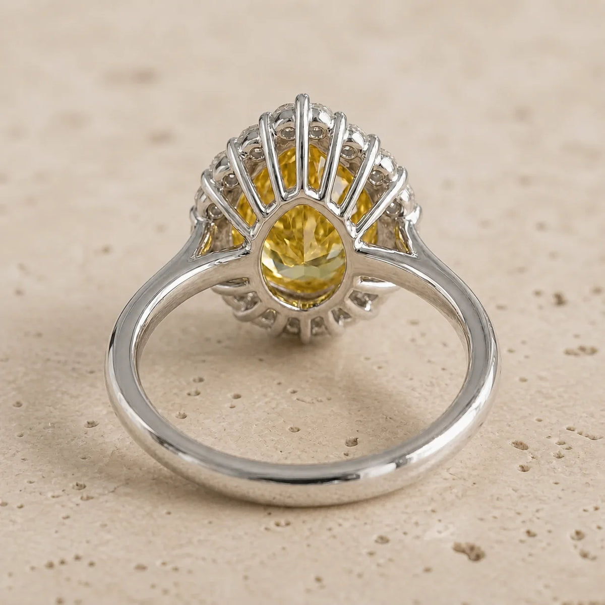 2.5 CT Fancy Vivid Yellow Pear Lab-Grown Diamond Art Deco Halo Engagement Ring