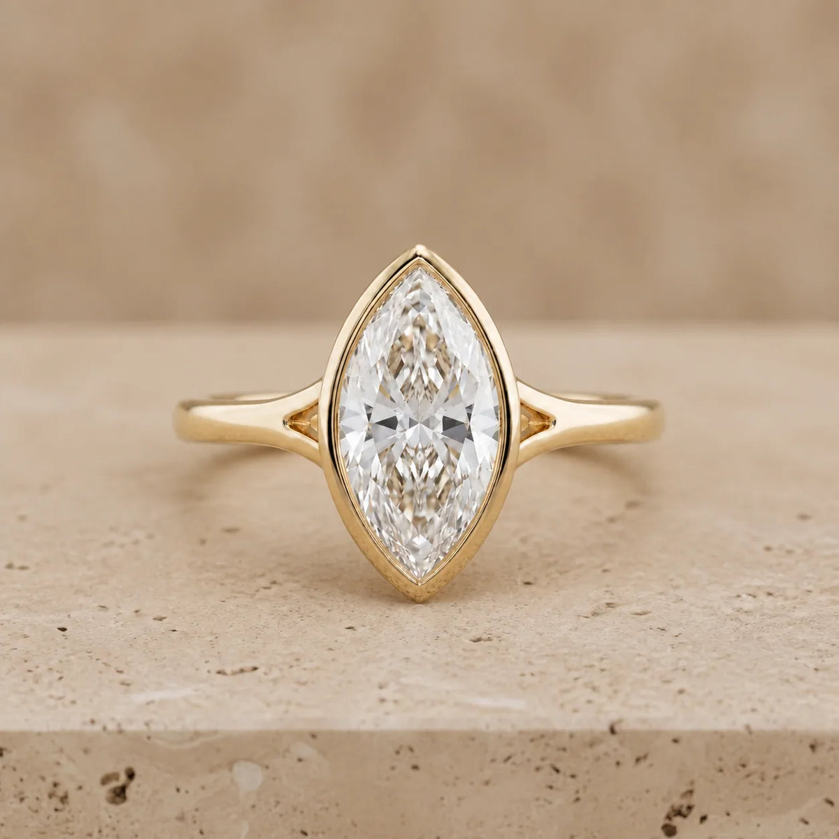 2.5 CT Marquise Lab-Grown Diamond Art Deco Bezel-Set Split-Shank Engagement Ring