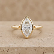 2.5 CT Marquise Lab-Grown Diamond Art Deco Bezel-Set Split-Shank Engagement Ring