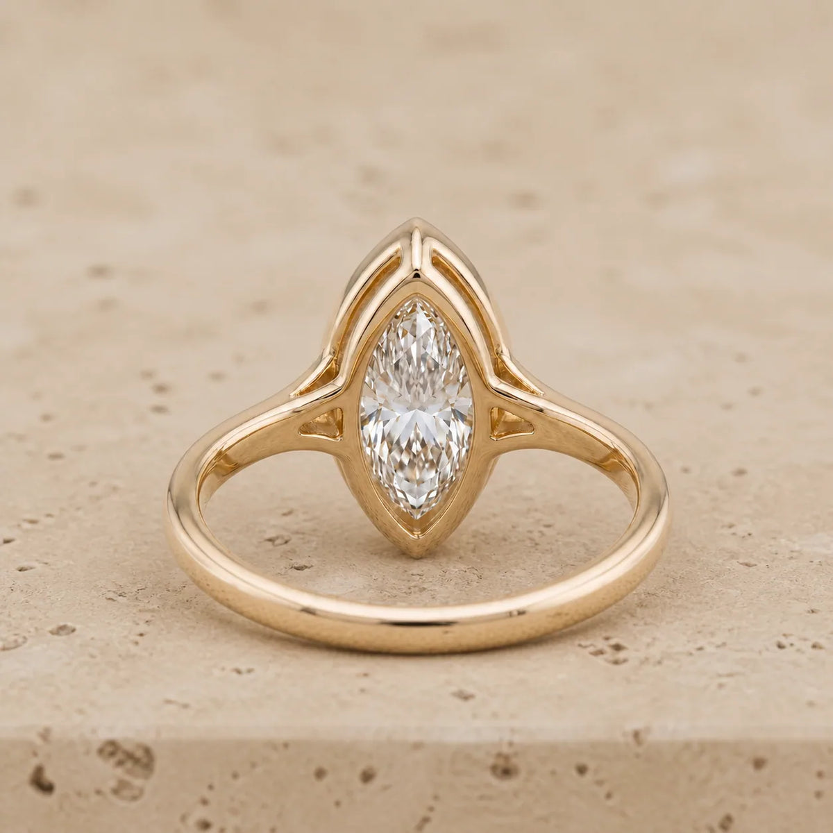 2.5 CT Marquise Lab-Grown Diamond Art Deco Bezel-Set Split-Shank Engagement Ring