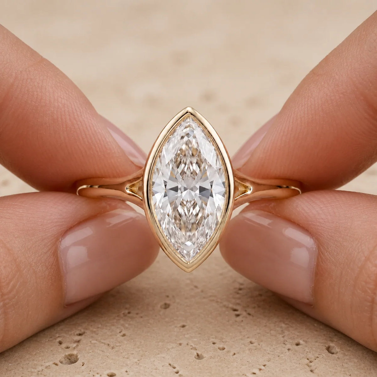 2.5 CT Marquise Lab-Grown Diamond Art Deco Bezel-Set Split-Shank Engagement Ring