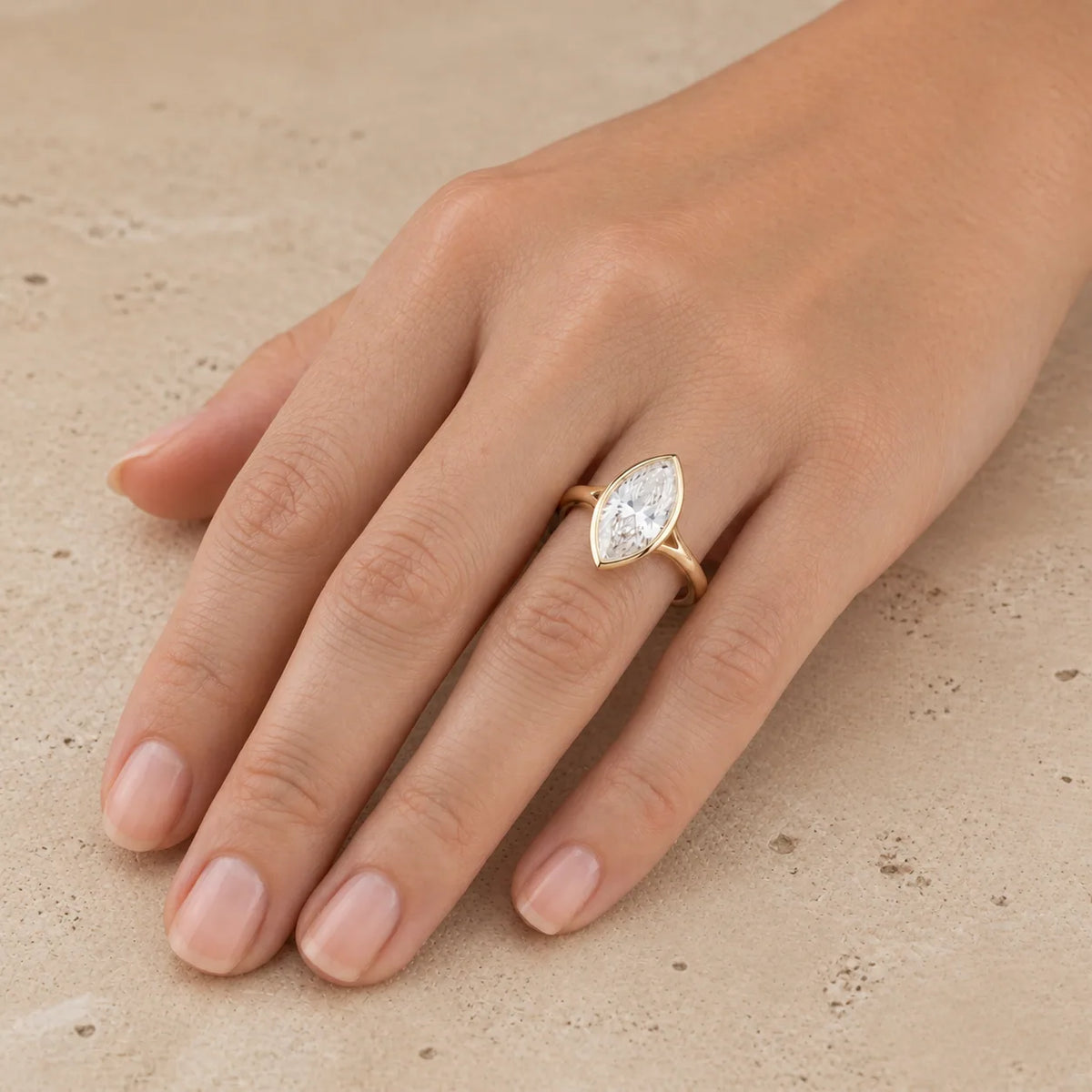 2.5 CT Marquise Lab-Grown Diamond Art Deco Bezel-Set Split-Shank Engagement Ring