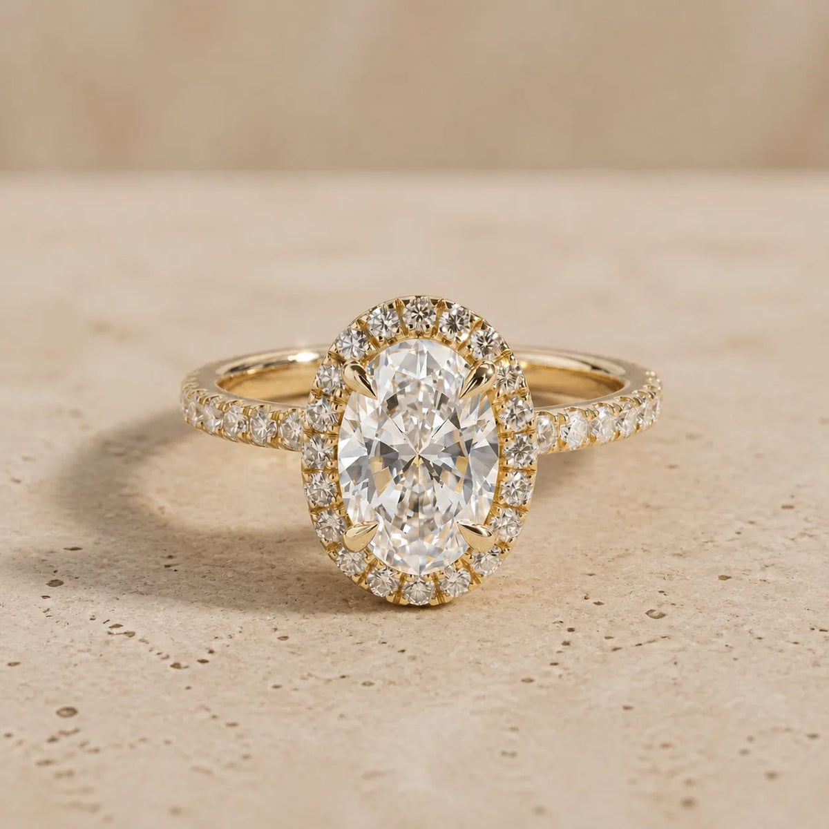 2.5 CT Oval Lab-Grown Diamond Halo Engagement Ring