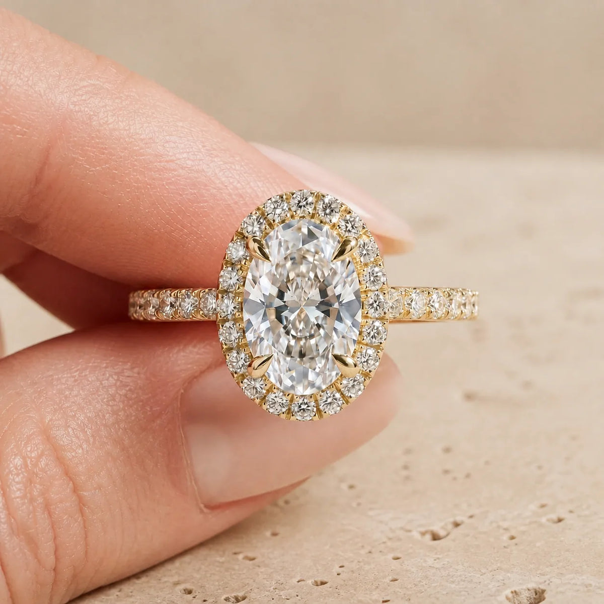 2.5 CT Oval Lab-Grown Diamond Halo Engagement Ring