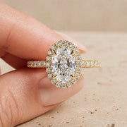 2.5 CT Oval Lab-Grown Diamond Halo Engagement Ring
