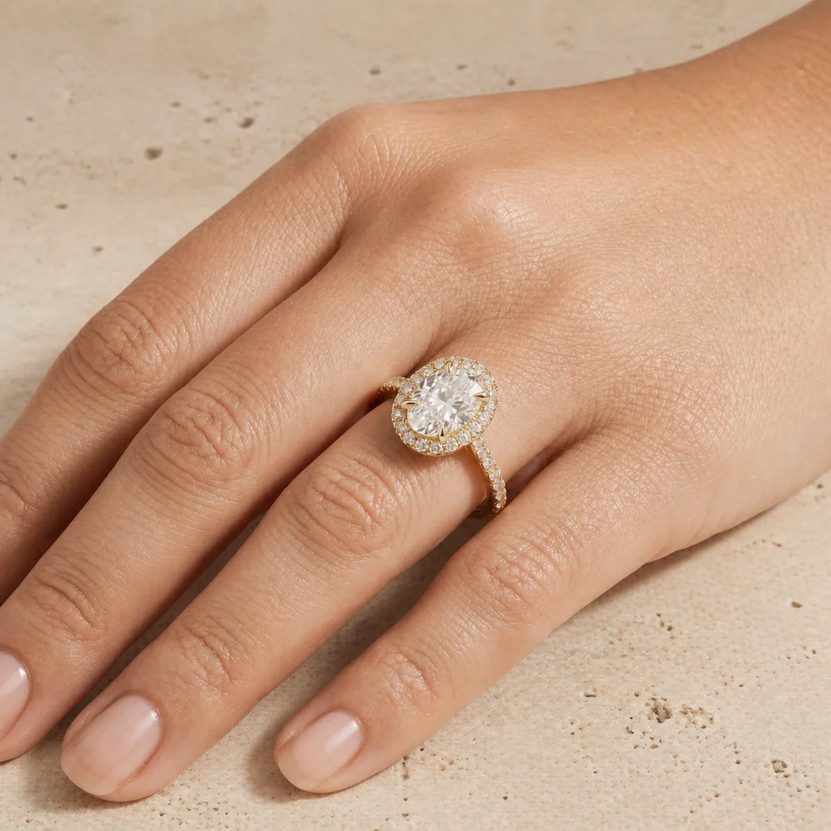 2.5 CT Oval Lab-Grown Diamond Halo Engagement Ring